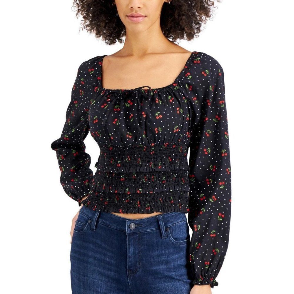 Planet Gold Juniors' Square-Neck Smocked Top